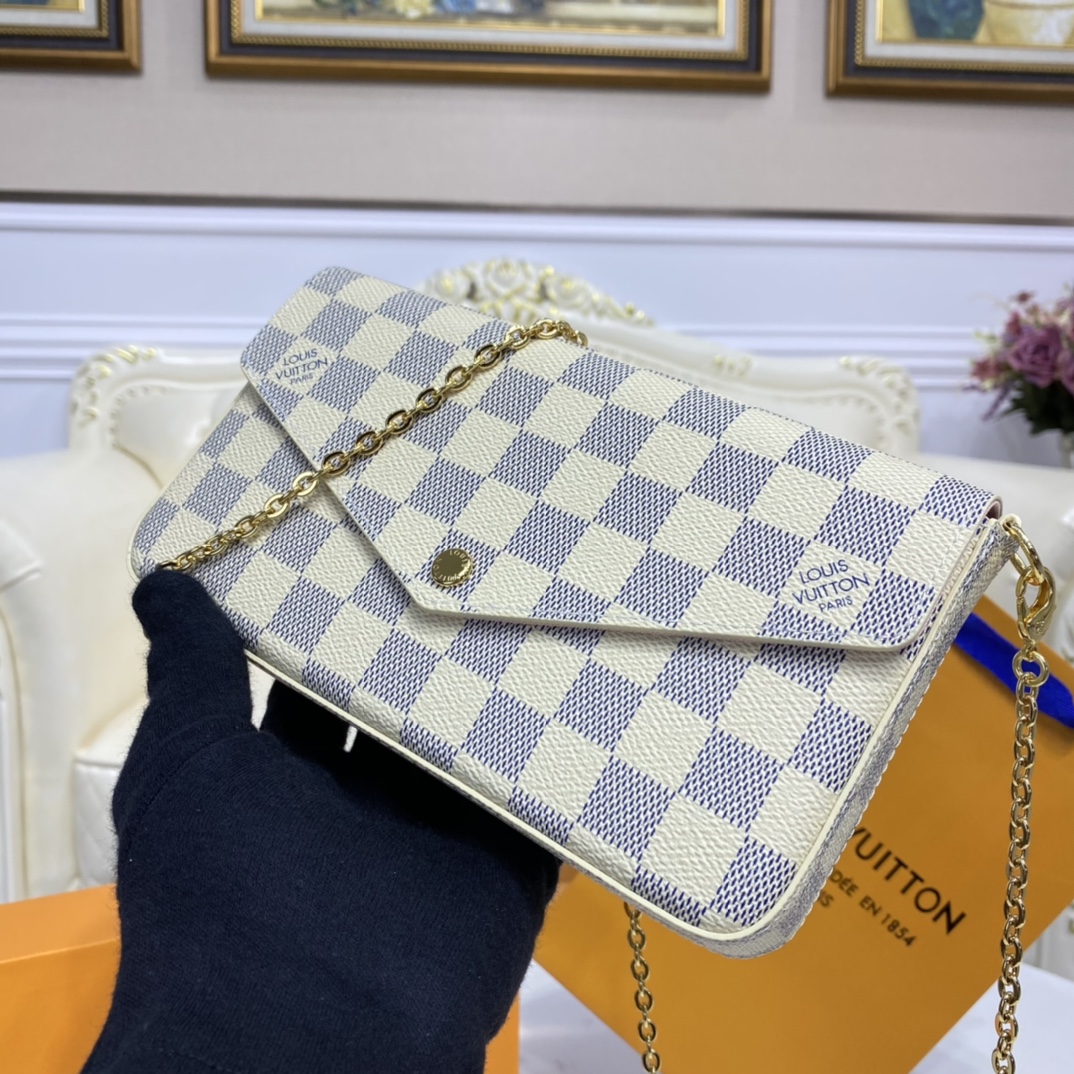 Louis Vuitton FELICIE POCHETTE Handbag Damier Azur N63106